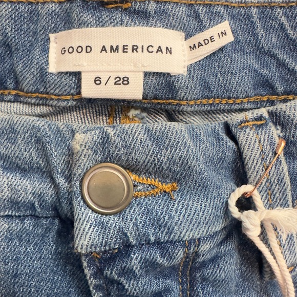 GOOD AMERICAN Good Icon High Rise Button Snap Flare Jeans Light Wash Size 6 28 - Picture 4 of 12